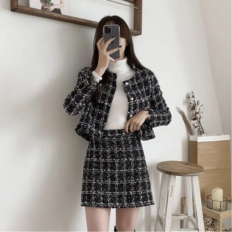 phối đồ với áo dạ tweed