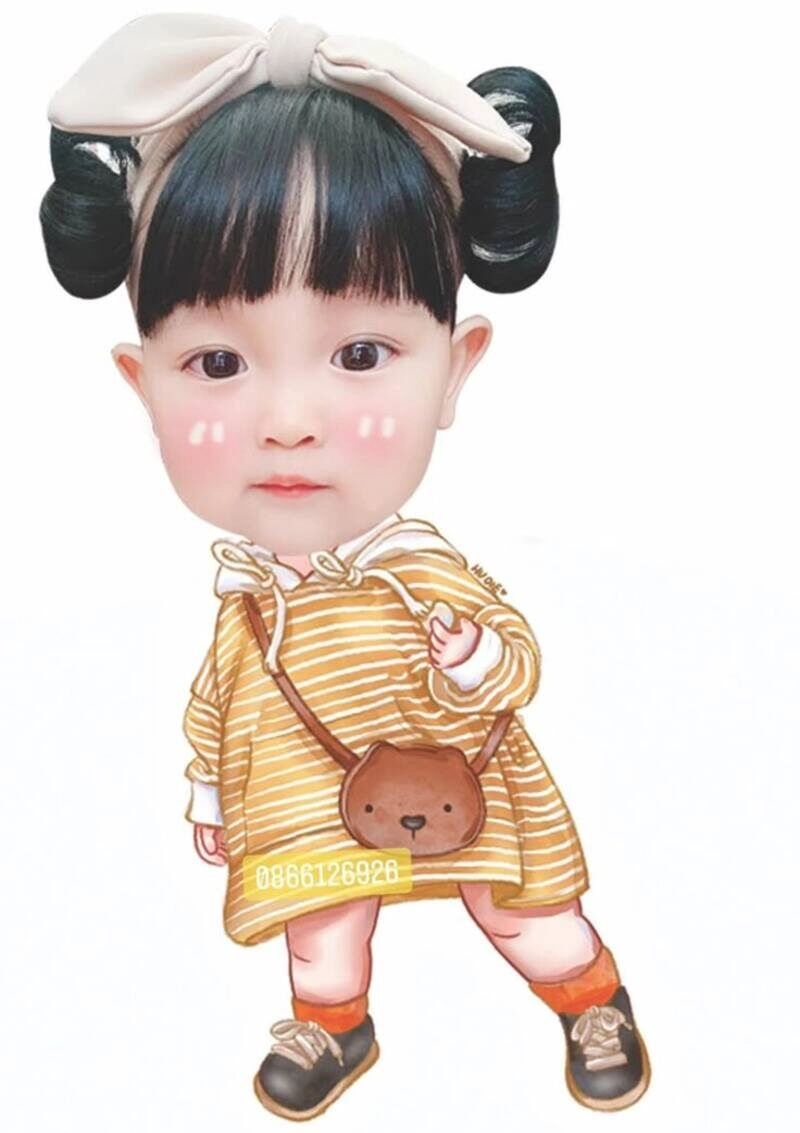 mẫu ảnh chibi ghép đầu cho be gái