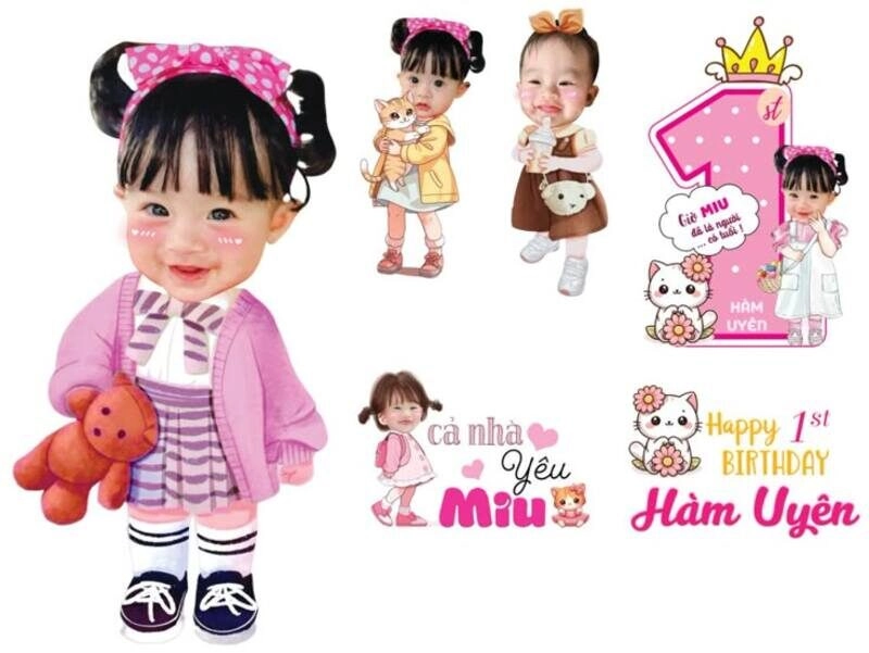 mẫu ảnh chibi ghép đầu cho be gái