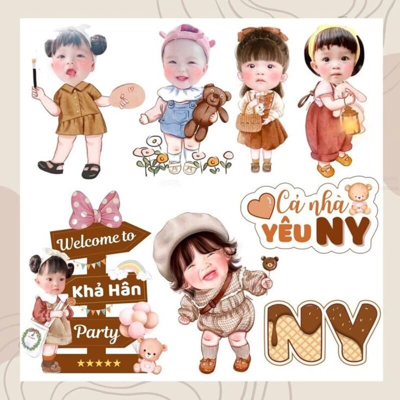 mẫu ảnh chibi ghép đầu cho be gái